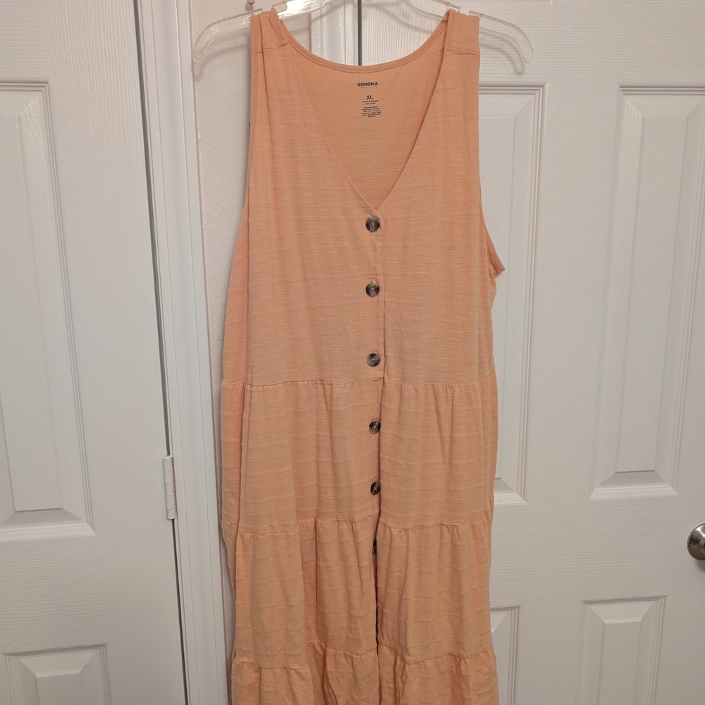 Universal Thread Orange Pink Buttoned Maxi Sundre… - image 2